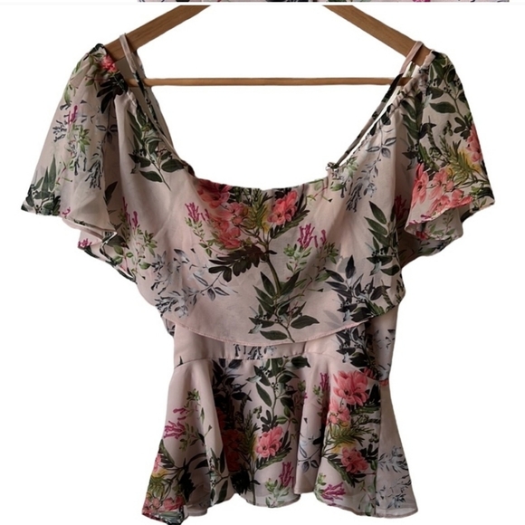 NWT Parker floral flutter sleeve peplum top size xs - Picture 3 of 13